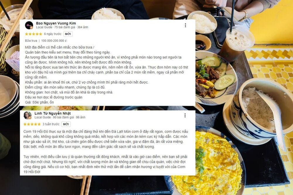 Đ&aacute;nh gi&aacute; của thực kh&aacute;ch về Tiệm cơm 19 Hồi Đ&oacute;